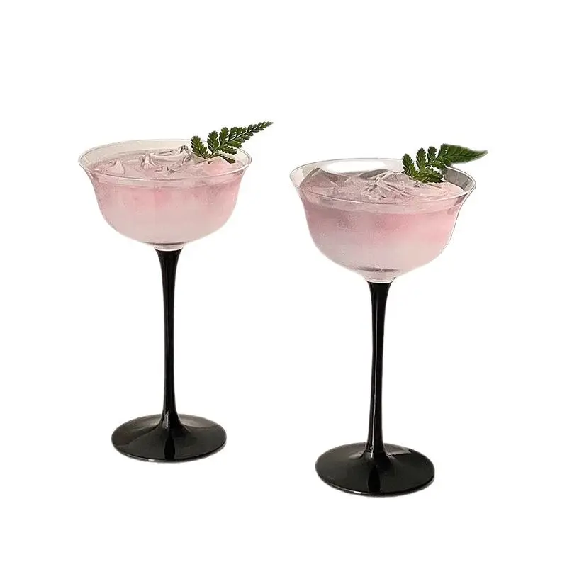 

Niche Black Rod Tall Glass Household Design Sense Girls, Beverage Cocktail Glass