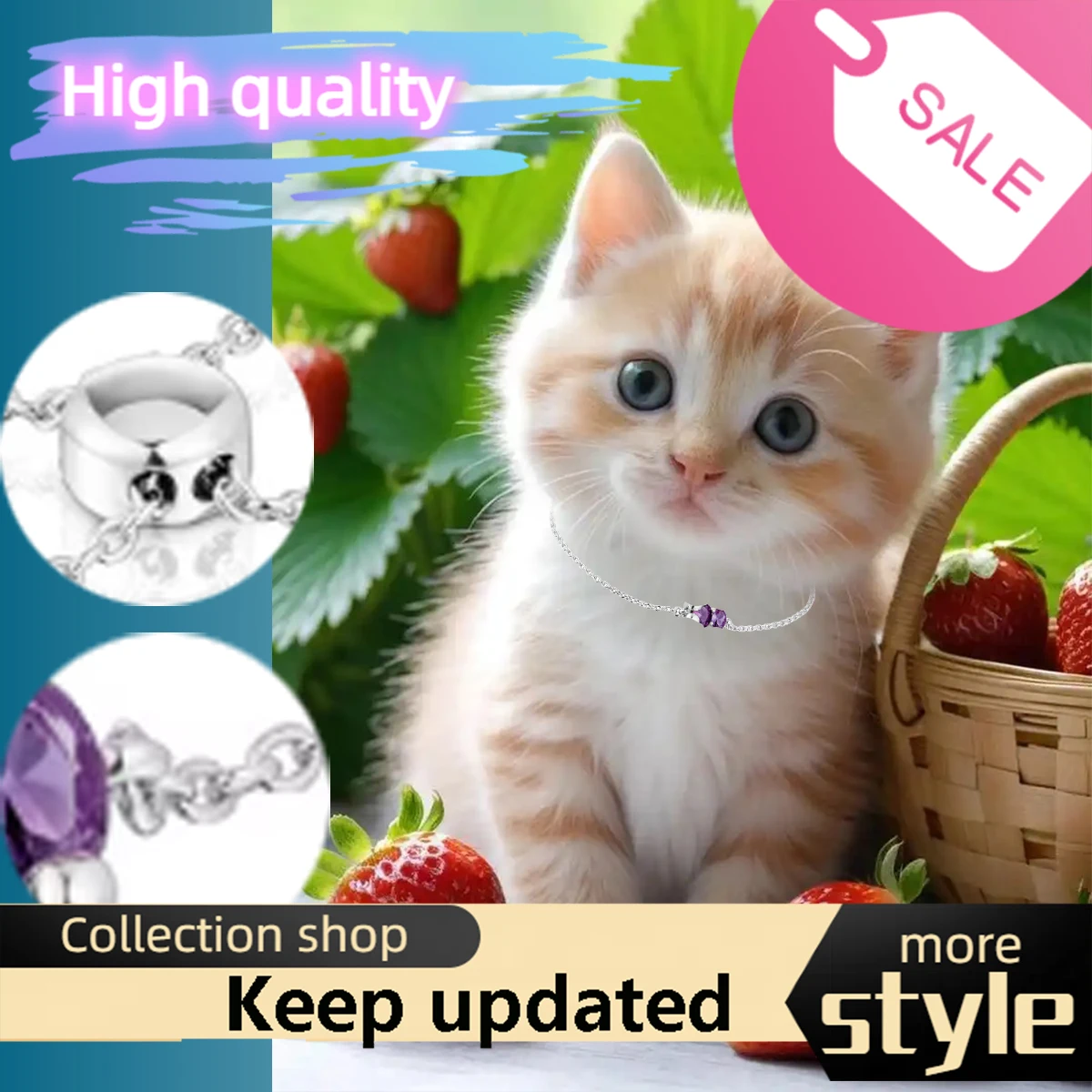 

Cat Accessories 2025 Hot 925 Silver Jewelry Set 18k gold plated with purple crystal bracelet Luxurious elegant gift for ladies