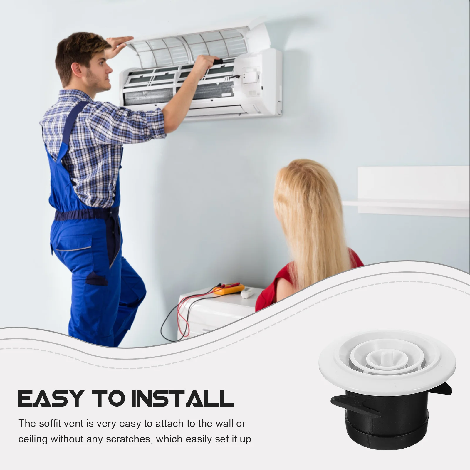 البلاستيك سوفيت مكيف الهواء غطاء فتحة التهوية جولة الدورية مصراع مصبغة سقف جدار مروحة العادم غطاء التهوية #2