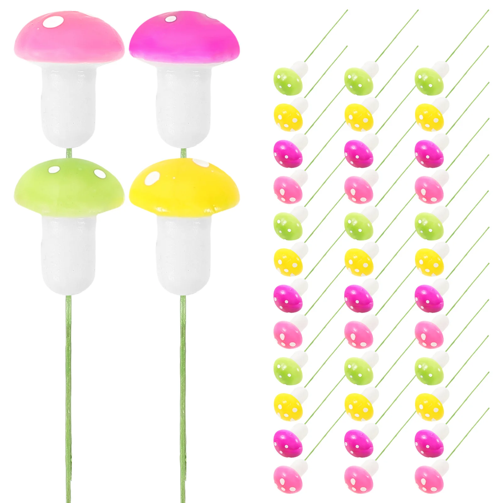 

60 Pcs Mushrooms Simulation Foam Mini Decoration Decorations Colorful Miniature