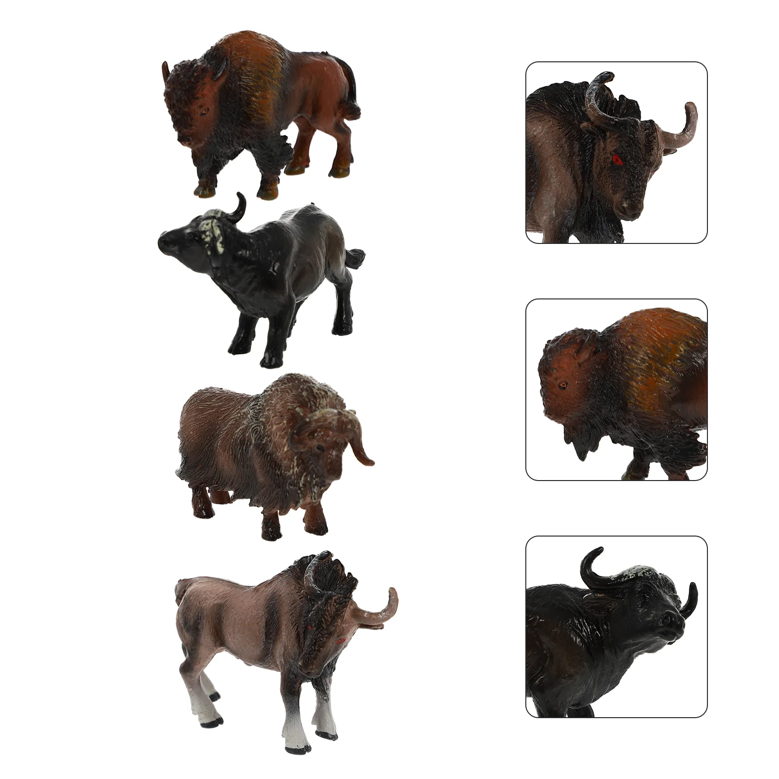 4 Pcs Toy Bulls Simulation Model Toddler Toys Decorative Cow Models Plastic Desktop Animal