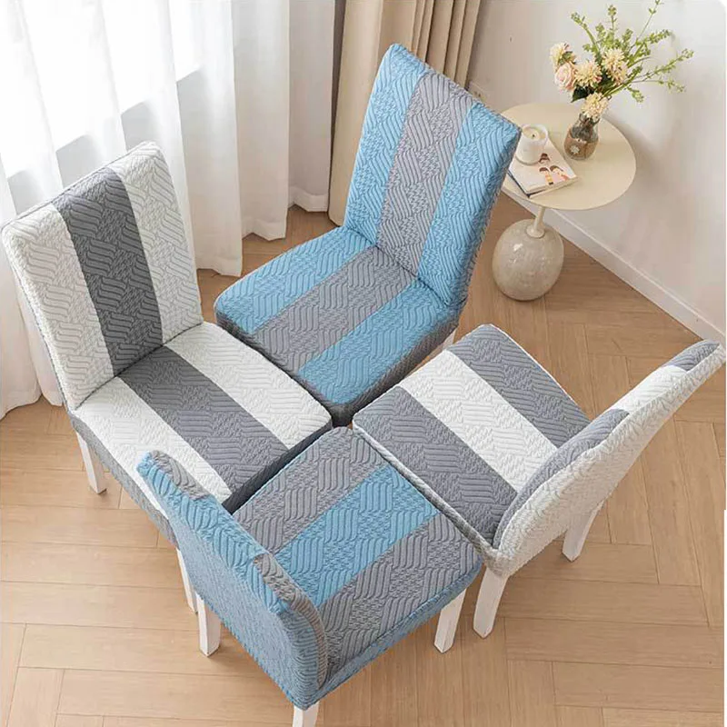 Stretch Jacquard Chair Covers Striped Dining Room Chair Cover Luxury Three-dimensional Pattern Chair Cover With Backrest Home