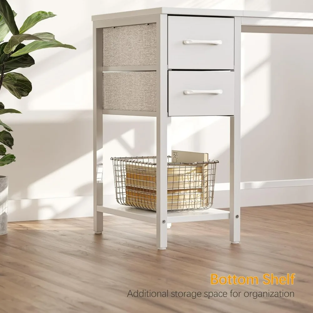 مكتب كمبيوتر CubiCubi مع درجين، مكتب مكتب منزلي صغير مقاس 40 بوصة مع طاولة كتابة للدراسة، أبيض نقي #5