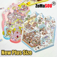 Plus Size 3D Landscape Sticker Ice Snow World 3D Scene Stickers Stacking Sticker Festival Birthday Christmas Gift for Children