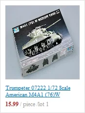 TRUMPETER 07226 1/72 Sherman M4A3 (76)W tanque modelo militar Kit estático TH05387-SMT2