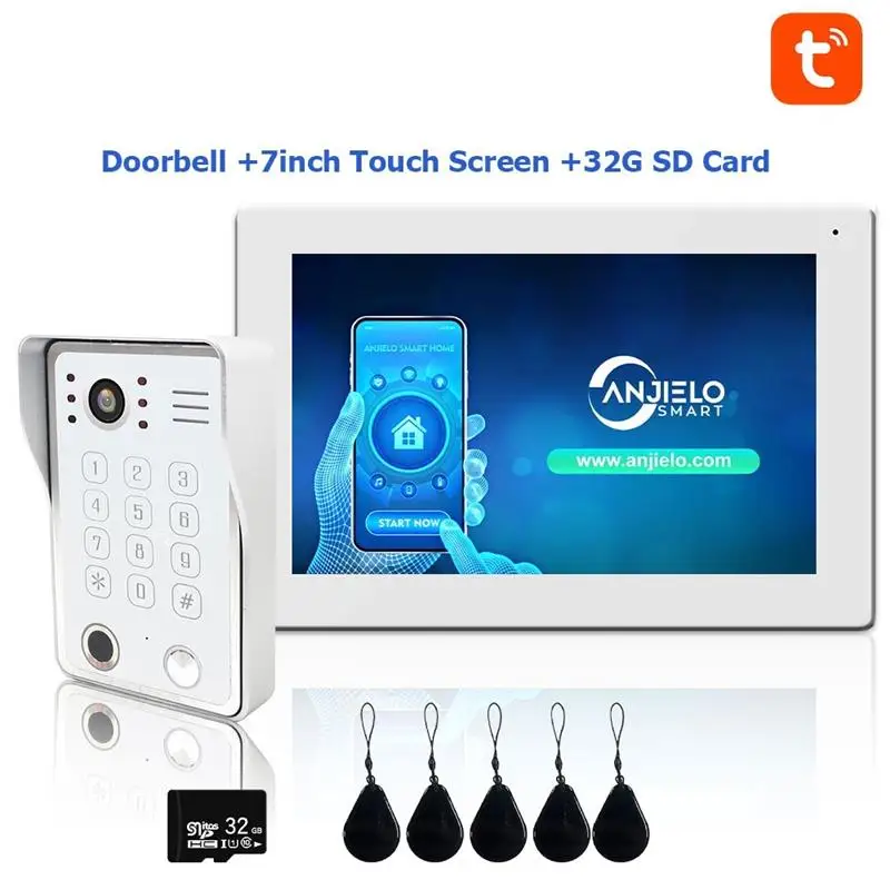 2025 Fingerprint 5in1 Unlock Wifi Doorbell Video Intercom System For Home Doorphone Tuya Smart 1080P Touch Monitor Security