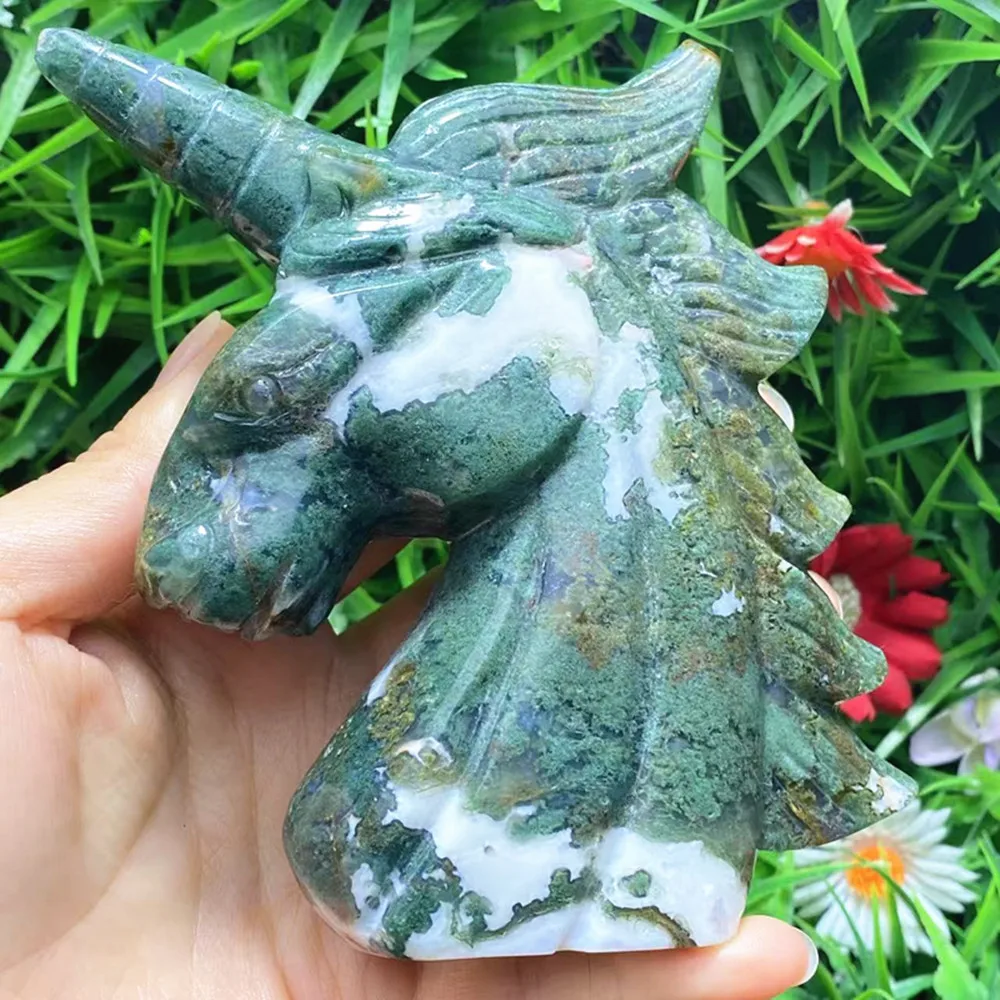 Natural quartz crystal hand-carved unicorn home decoration chakra ornaments