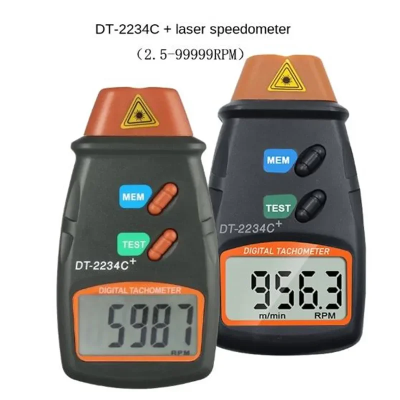 DT2234C+ Digital Laser Tachometer Counter RPM Meter Non-contact Tachometer Rev Counter for Testing Motor Wheel Rotation Speed