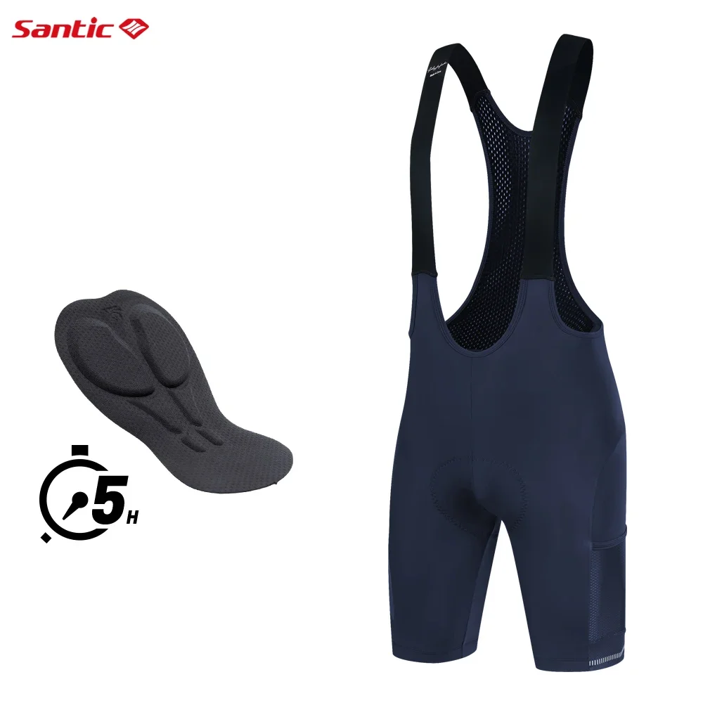 Santic Herren-Rad-Trägerhose mit Taschen, 4D-gepolstert, atmungsaktiv, Radfahren, MTB, Rennrad, Trägerhose, WM24C05176