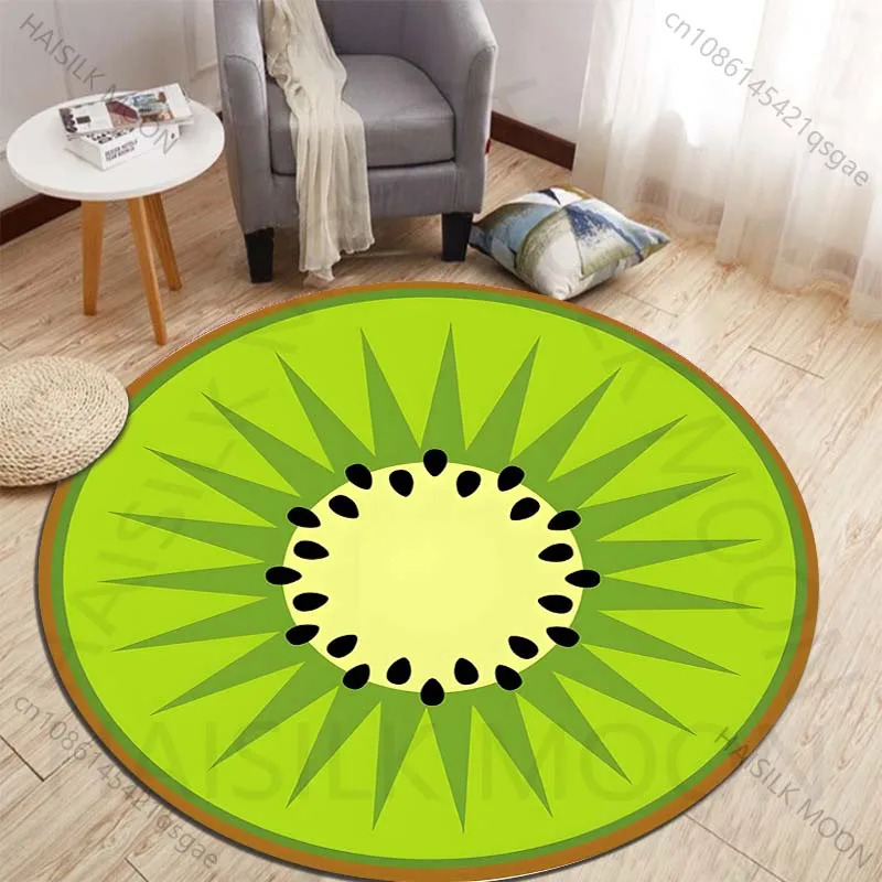 Fresh and juicy kiwi slice Printed round carpet living room sofa table carpet large pet mat soft round carpet home decoration