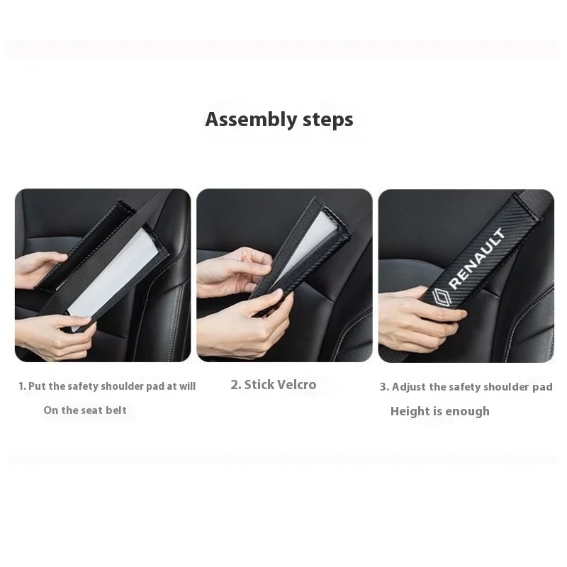 2 قطعة غطاء حزام مقعد السيارة الكتف ألياف الكربون حماية الحال بالنسبة لرينو كليو ميجان ترافيك كابتور ماستر لوجان كانجو داستر سبو #4