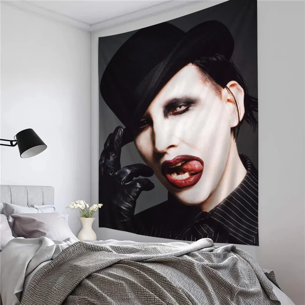 Rock Singer Marilyn Manson Tapestry Anime Tapestry Hanging Tarot Hippie Wall Rugs Dorm Wall Hanging Sheets