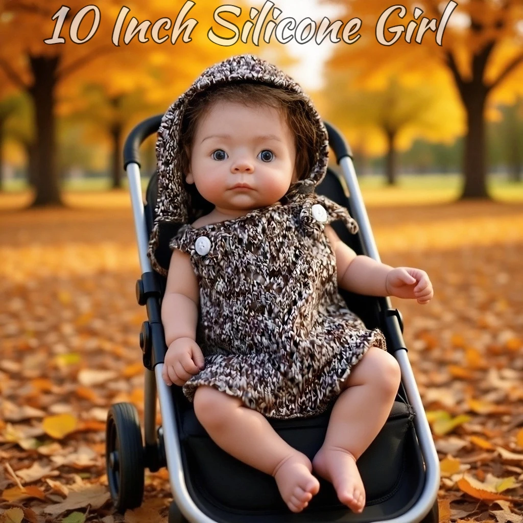 

Aizwa1 10 Inch Soft Touch Silicone Bebe Reborn Handmade Lifelike Newborn Baby Doll Girl With Rooted Hair Reborn Baby Doll