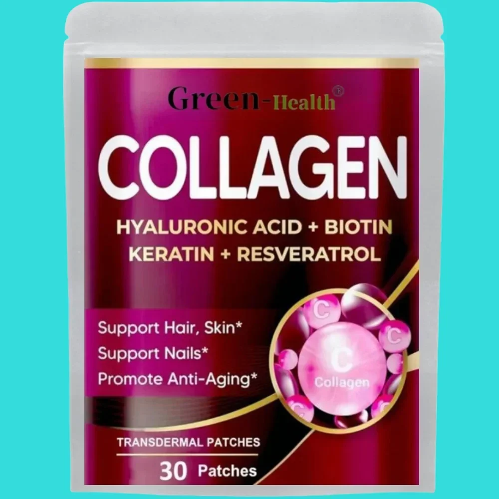 Marine Collagen Transdermal Patches（30 Patches） with Biotin, Resveratrol Hair Skin, Skin Anti Ageing