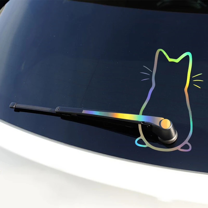 Pegatinas de interior de coche, calcomanías de diseño artístico de gato divertido, decoración de vidrio trasero para ventana de coche, pegatinas y calcomanías