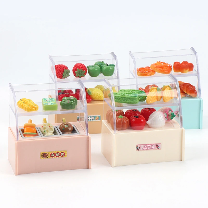 1PC Poppenhuis Mini Supermarkt Supermarkt Display Rack Kast Model Poppenhuis Micro Scène Ornament Kid Fantasiespel Speelgoed