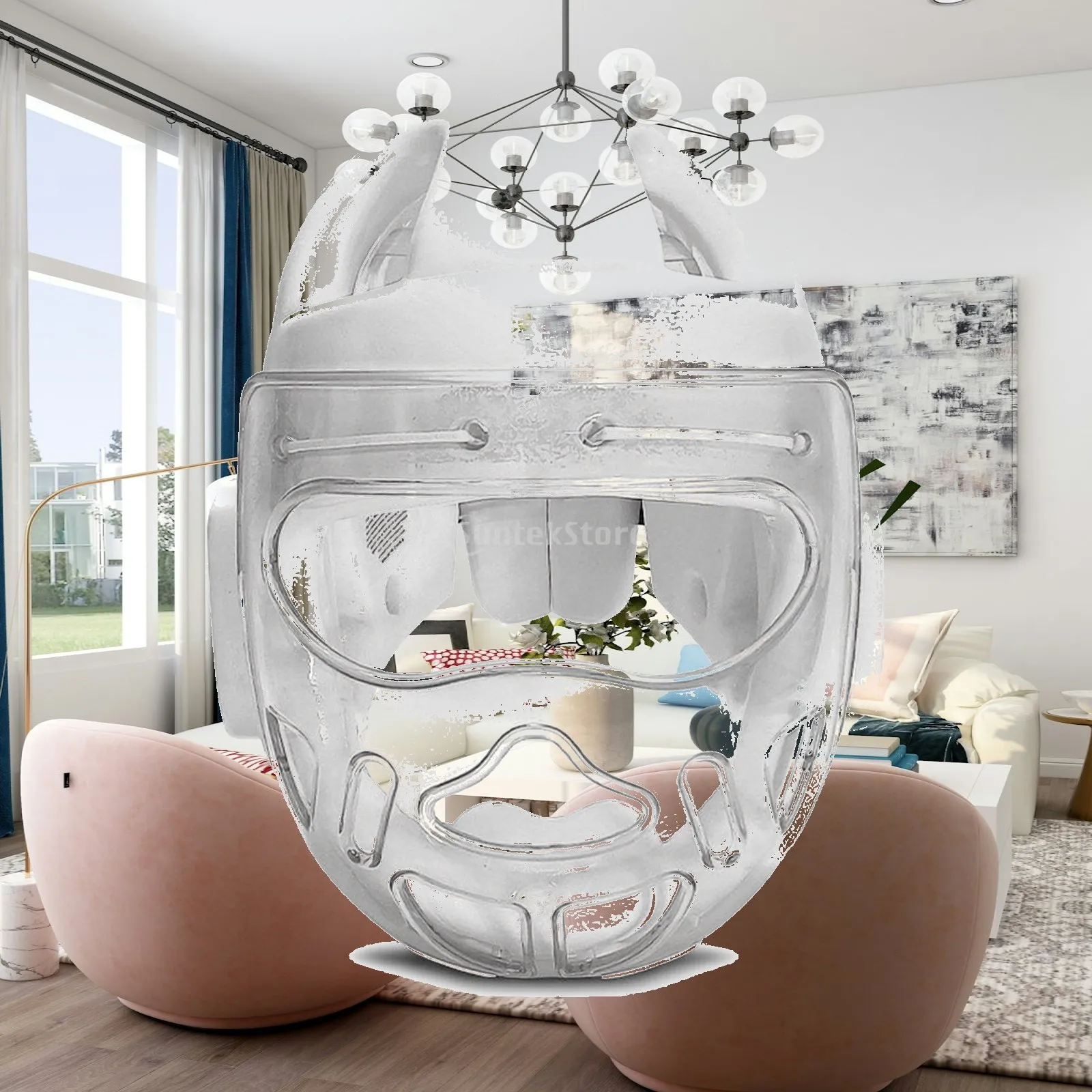 Sparring Headgear with Face Visor Guarding Sparring Helmet with Visor Transparent Visor Guard Visor for Fighters, Boxing