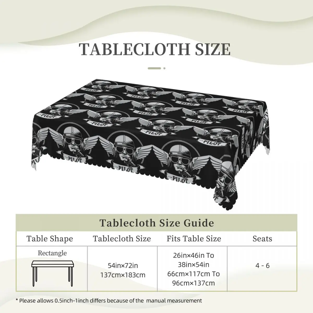 Pilot Customized Rectangular Tablecloth Waterproof Table Cover for Dining Events Table Cloth