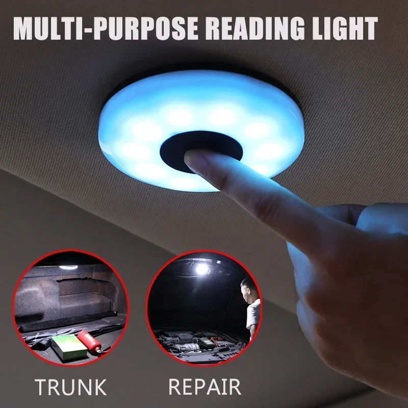 

Car Led Wireless Touch Switch Light 3 Color Auto Home Ambient Lamp Portable Night Reading Light Roof Magnetic Mount Bulb