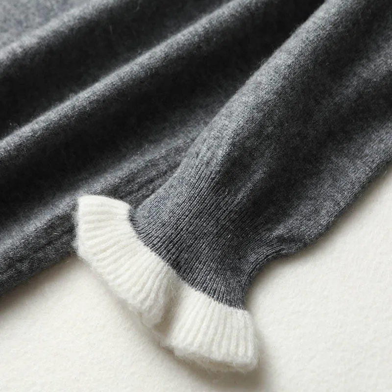 Новый пуловер из 100% мериносовой шерсти с воротником-грибом, однотонный, теплый и удобный, осенне-зимний, модная повседневная верхняя одежда