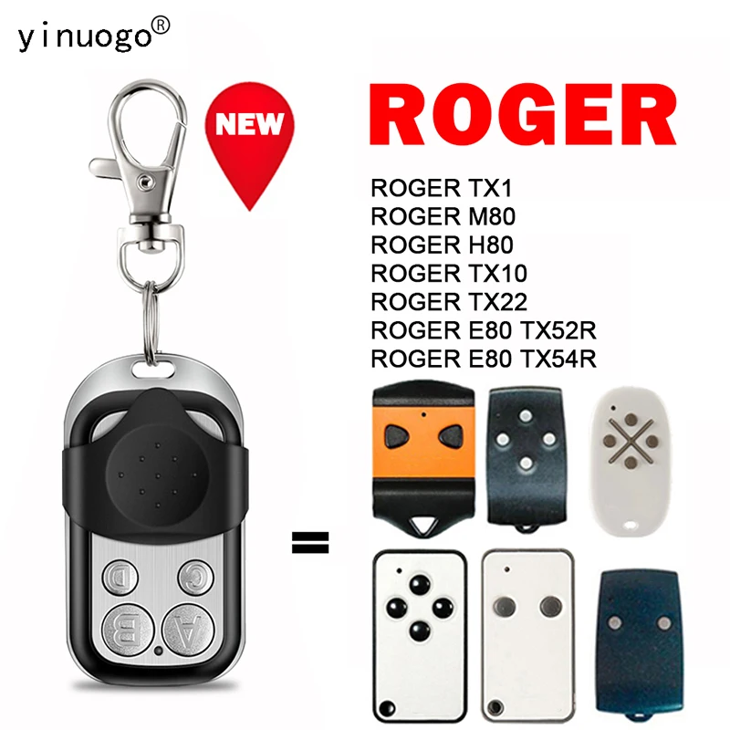 

100% Clone ROGER TX1 M80 H80 TX10 TX22 E80 TX52R TX54R Garage Door Opener Remote Control 433MHz Fixed Code