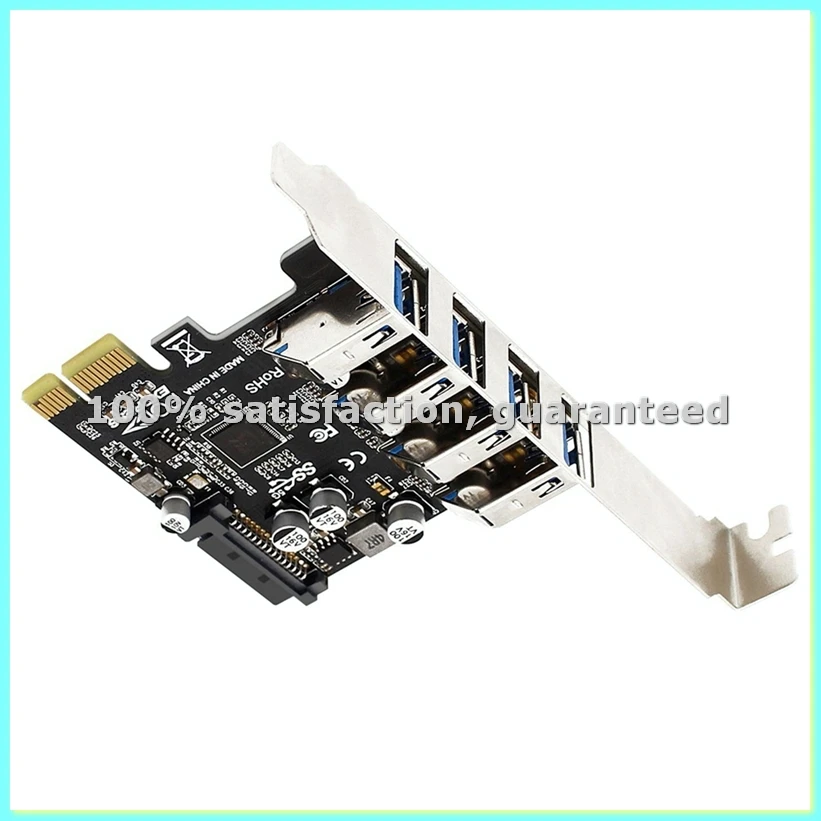 PCIe to 4 Port USB3.0 HUB+ 15Pin Power 5Gbps PCI Express Expansion Card USB 3.0 Adapter for 2U/4U Case Desktop-ABFT