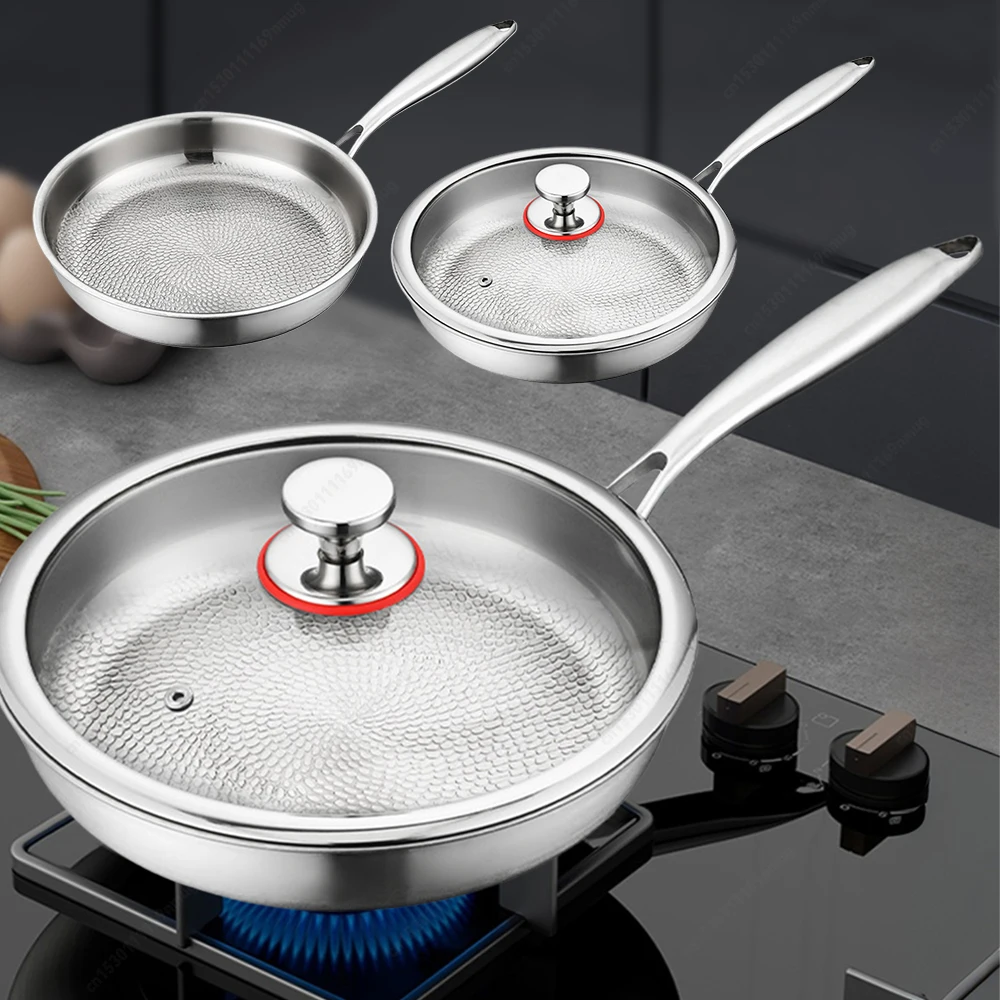 

Сковорода с антипригарным покрытием в виде сот и крышкой Легко чистится Прочная кухонная посуда для ежедневного жарки и приготовления пищи