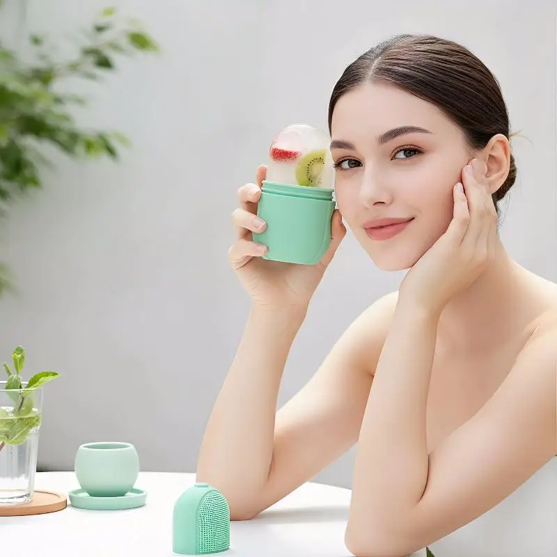 Silicone Face Ice Cube Mold For Beauty And Skin Care Silicon Face Ice Roller With Cleansing Brush - view 6