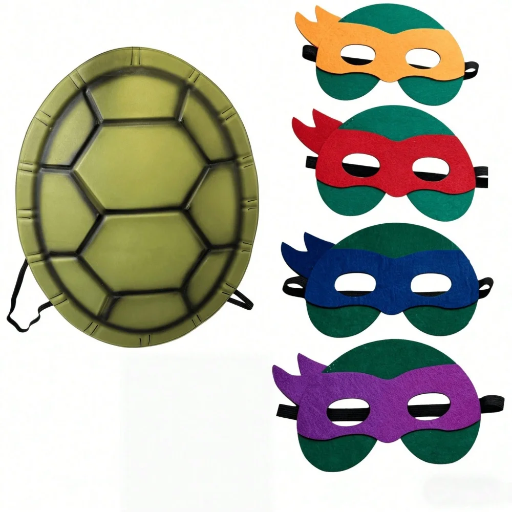 1 Set 2Pcs EVA Turtle Shell Costume Outfit With 1 Felt Mask For Halloween Birthday Party Cosplay Decor Accessory, Party Ornament