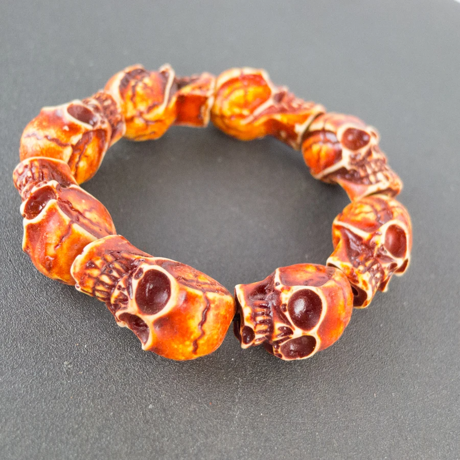 Skull Carving Men\'s Bracelet limitation Yak Bone Material Bone Art Vintage Bracelets For Man #GZ403