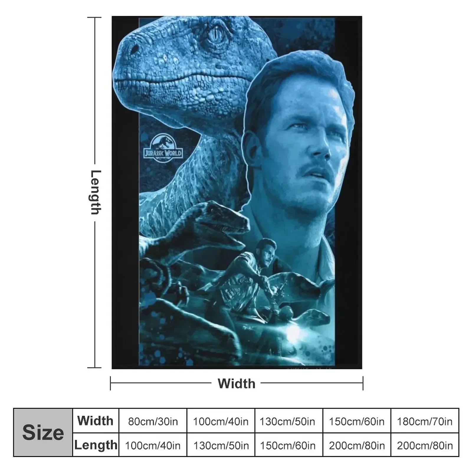 Blue and Owen Grady - Jurassic World characters art Throw Blanket Flannel Fabric Cute Hairy Blankets