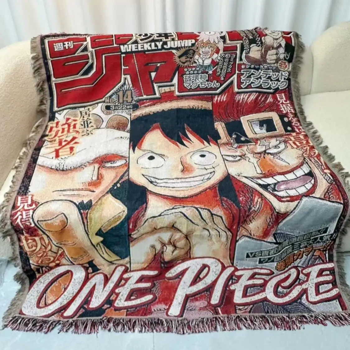 One Piece Anime Throw Towel Blanket Tapestry Bedspread Outdoor Camp Beach Towel Sofa Chair Cover Mat Rug Tassel