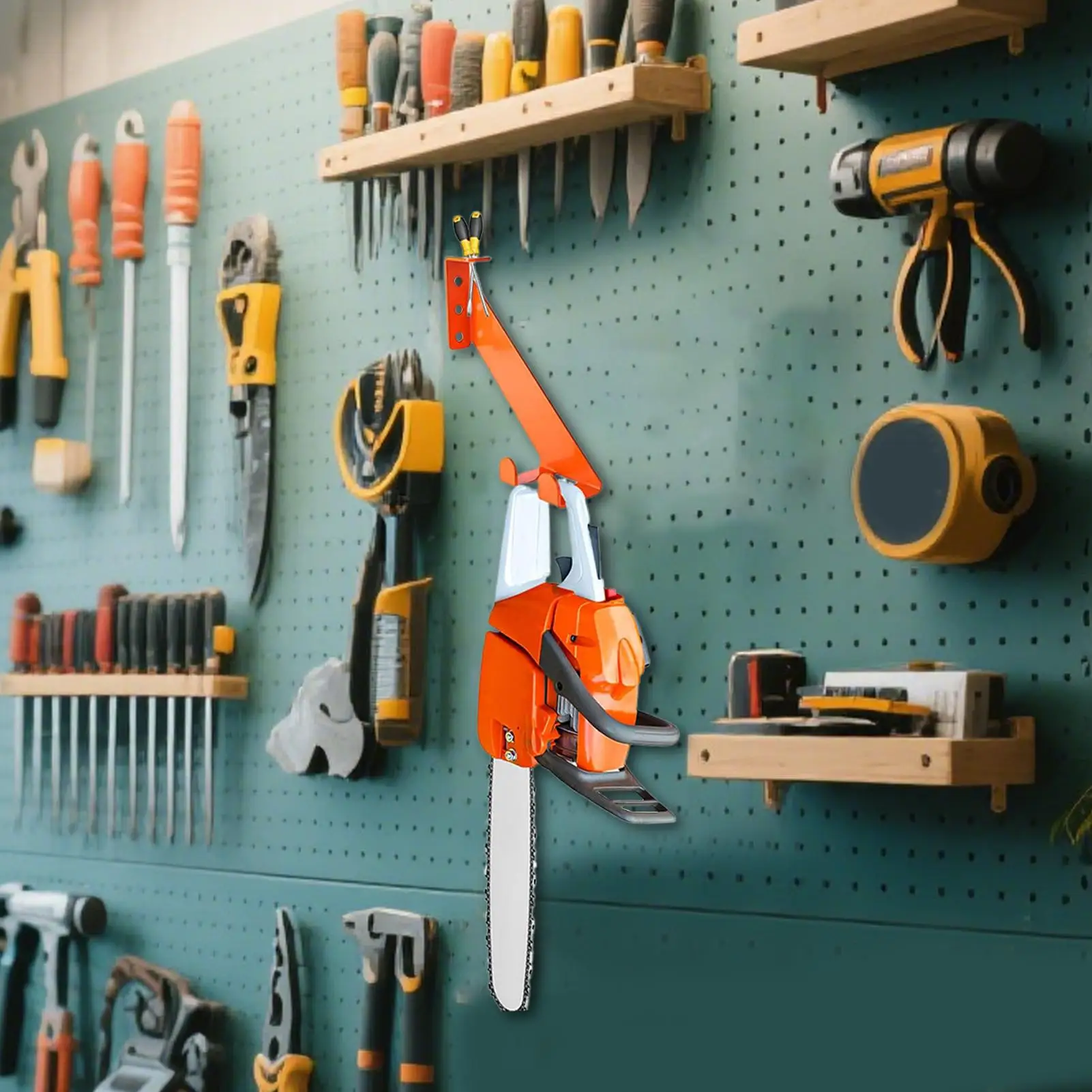 

Chainsaw Hanger Garage Chainsaw Rackger Hanger Rust-Proof Space-Saving Bracket For Storage Accessories Workshop Garden Farm Shed