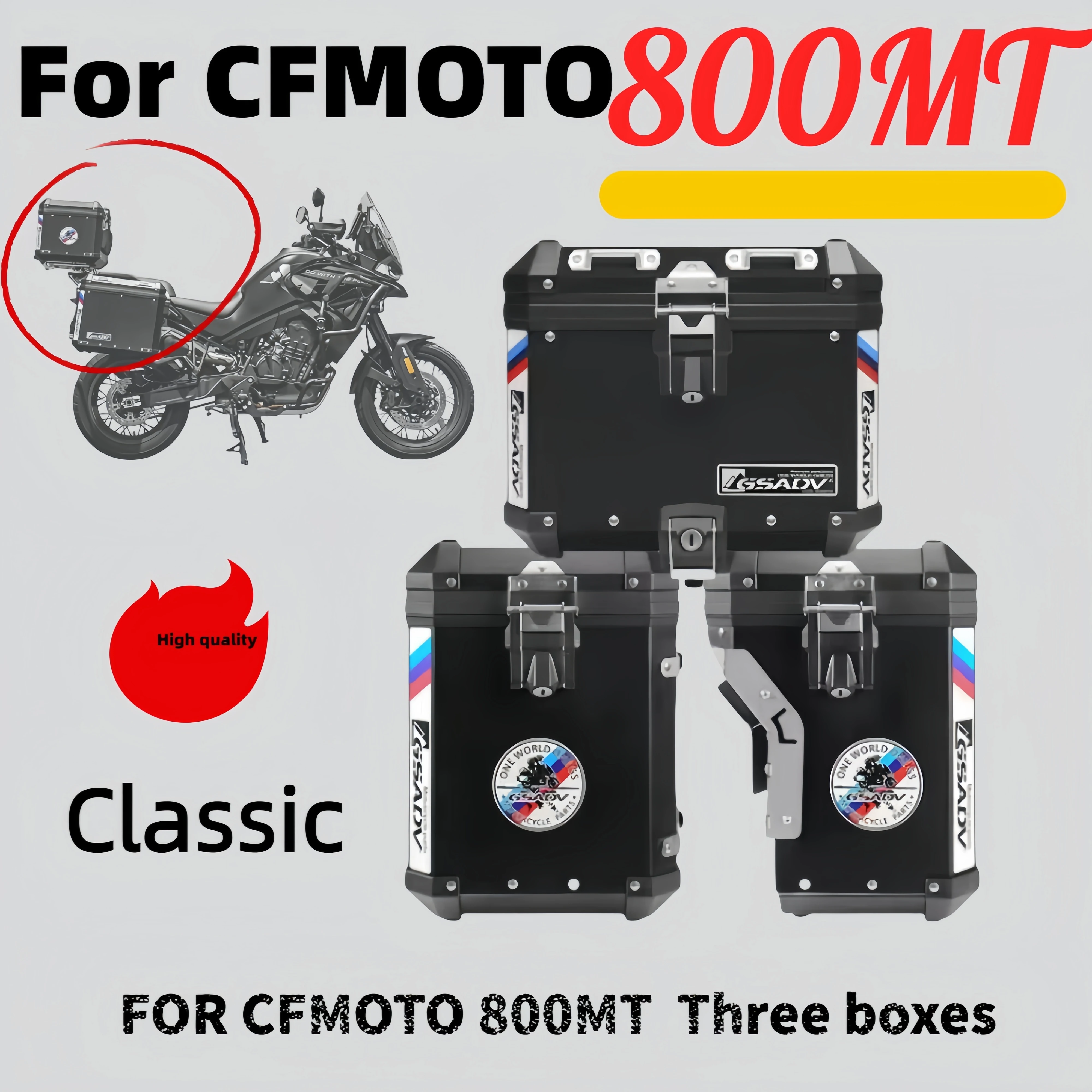 

Для CFMOTO 800MT хвостовая коробка из алюминиевого сплава, боковая коробка, модифицированные детали мотоцикла, боковая коробка с тремя коробками CFMOTO800MT