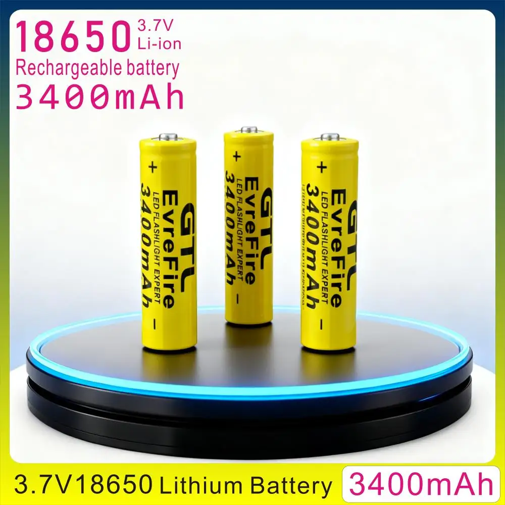 แบตเตอรี่ลิเธียมไอออน 18650 3.7V 3400mAh สำหรับไฟฉาย พัดลม คุณภาพสูง ความจุมาก แบตเตอรี่เกรด A