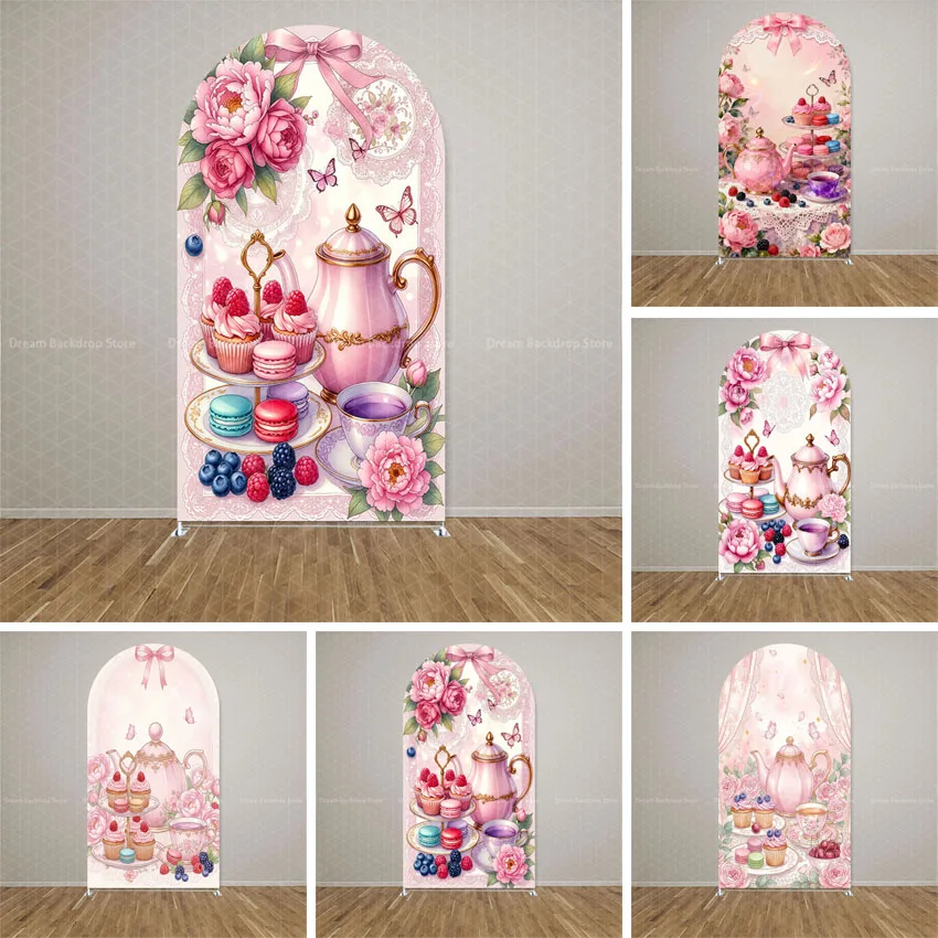 

Двусторонний фон-арка Chiara с розовым бантом в стиле Сказочная страна для детского дня рождения, вечеринки в честь рождения ребенка, декор для фотозоны