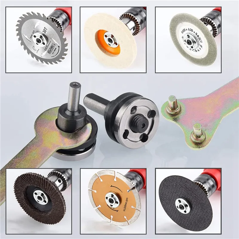 

2X Drill Angle Grinder Adapter With Flange Nut Parts Set,6Set Replacement Grinder Flange Nuts And Wrench Conversion Tool