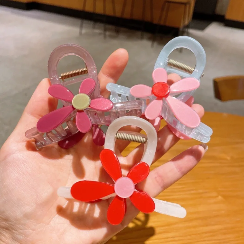 

New Sunflower Medium Grab Clip Atmosphere Photo Shark Clip Back of Head Plate Hairpin Half Tie Hair Card Hair Accessories ZX07