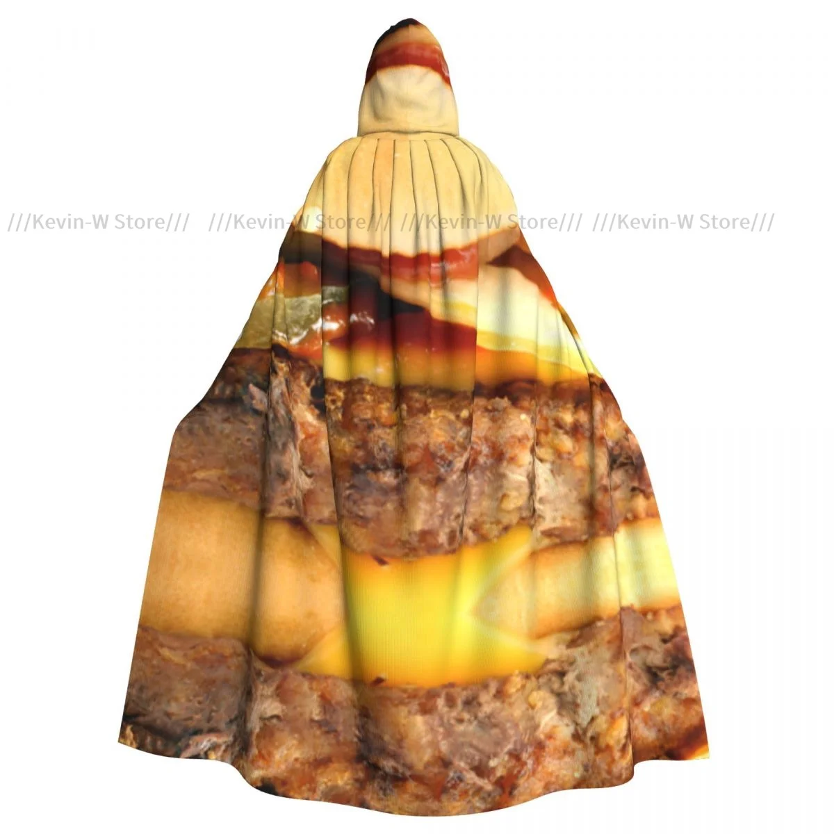 Burger With Meat Hooded Cloak Polyester Unisex Witch Cape Costume Accessory