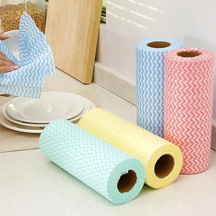 40 uds/rollo de paño de cocina reutilizable sin aceite, rollo de servilleta, trapo de limpieza, almohadilla exfoliante para cocina, sala de estar, uso en exteriores