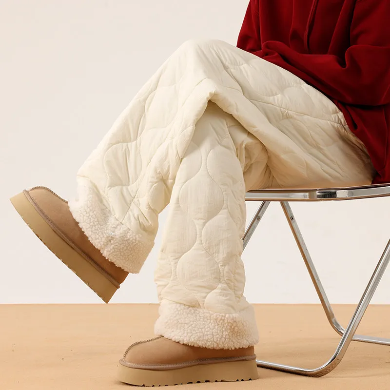 

Мужские зимние утепленные брюки из хлопка с вставками из овечьего флиса, свободные прямые лыжные штаны, теплые, морозостойкие, для активного отдыха, с подкладкой.