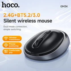 HOCO GM34 podwójny tryb 2.4G bezprzewodowa mysz Bluetooth 5.2/3.0 komputer biznesowy 1600DPI cicha mysz do komputera MacBook tablety Laptop