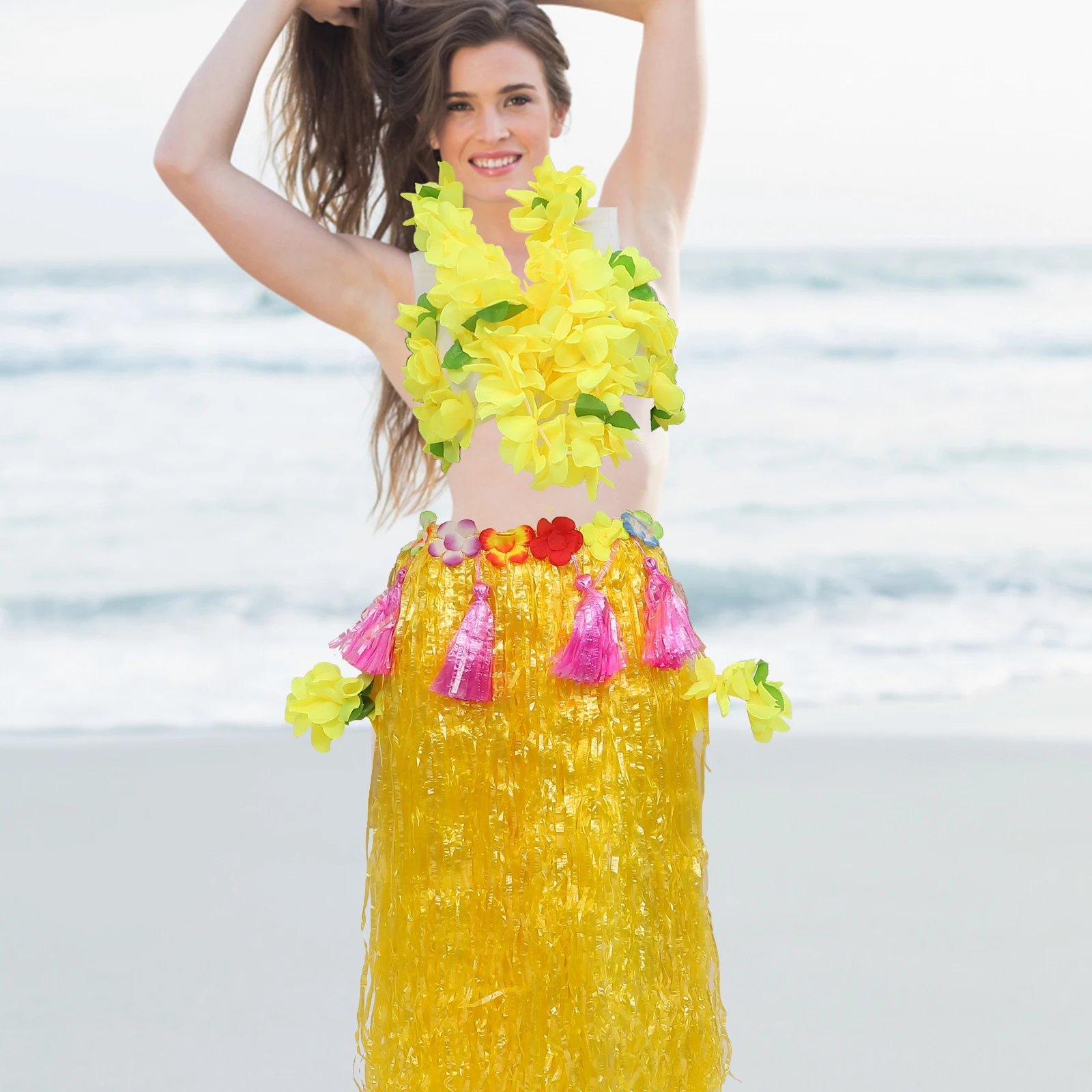 

6 Pcs Dance Costume Hawaiian Outfits for Women Costumes Grass Skirt Party Headband Luau Skirts Clothing