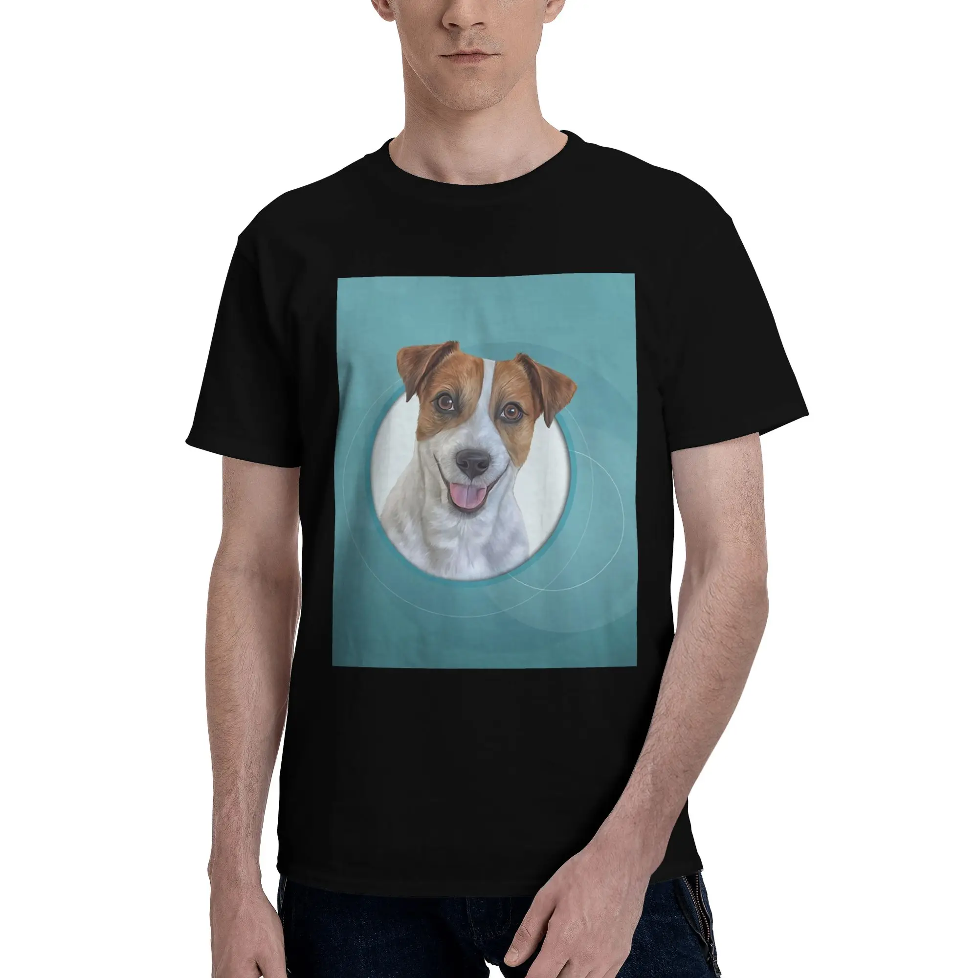 

Dog Jack Russell Terrier Drawing 100% Cotton T-Shirt Men'sFunny T Shirts Men Round Neck Short Sleeve S-6XL