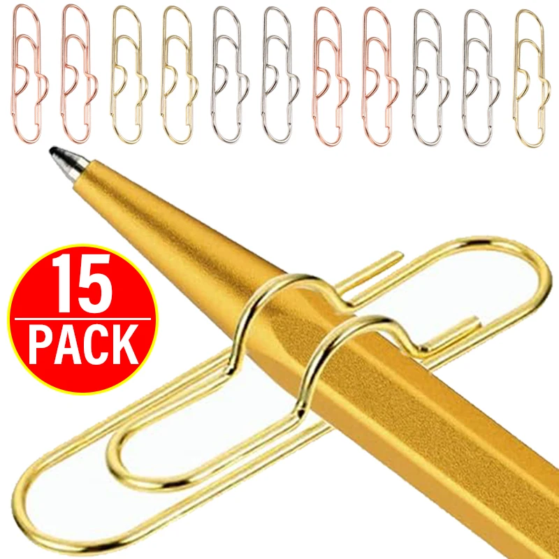 Multifunctional Metal Paperclips Paper Fix Pen Holder Clips For Journal Document Notebook Text Fixed Pin Anti Lost Pencil Clamp