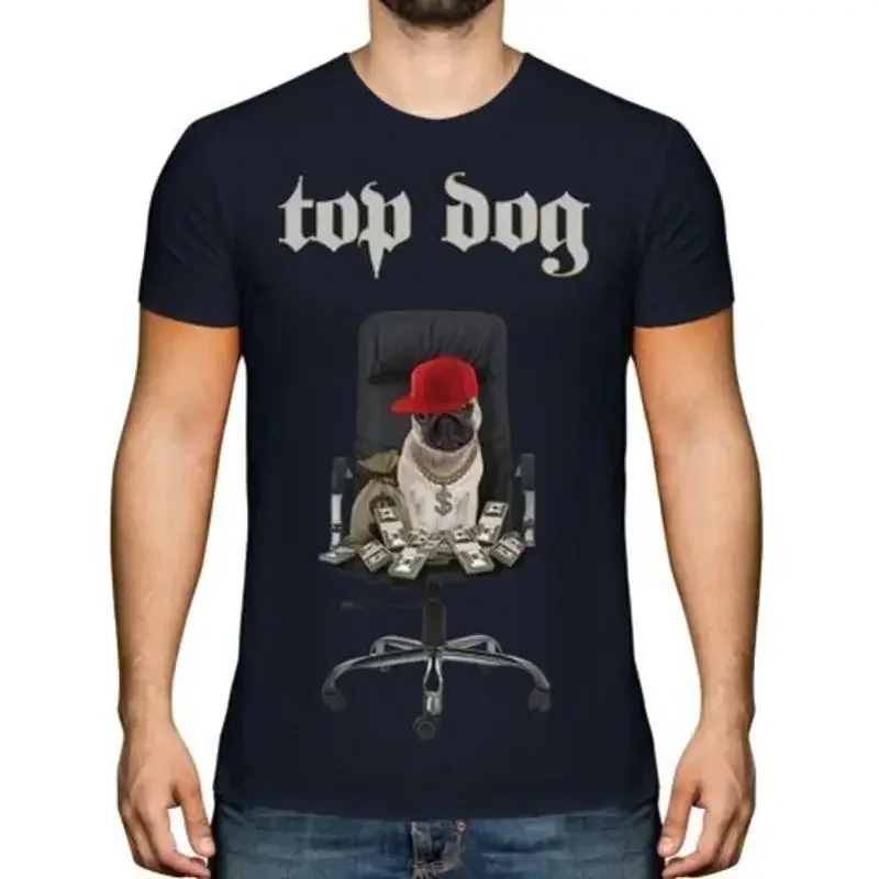 TOP DOG MENS FUNNY PRINTED T-SHIRT PUG DOG WITH DOLLARS MONEY PUGS LIFE GIFT