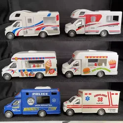 Kids 1:43 Alloy Car Model Simulation Medical Car Ambulance Caravan Camper Fast Food car Ice Cream car Fire Trucks Pull Back Car