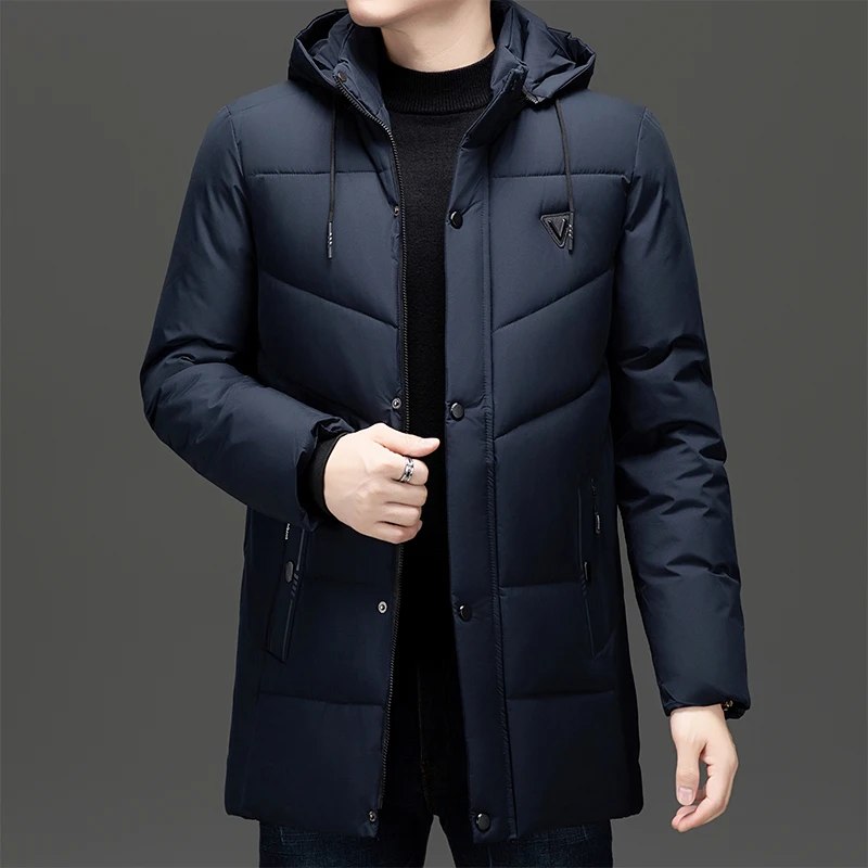 Autumn Winter Men's Cotton Jacket Casual Fashion Business British Hooded Coat Warm Fleece Trend Versatile Slim Male Top Clothes