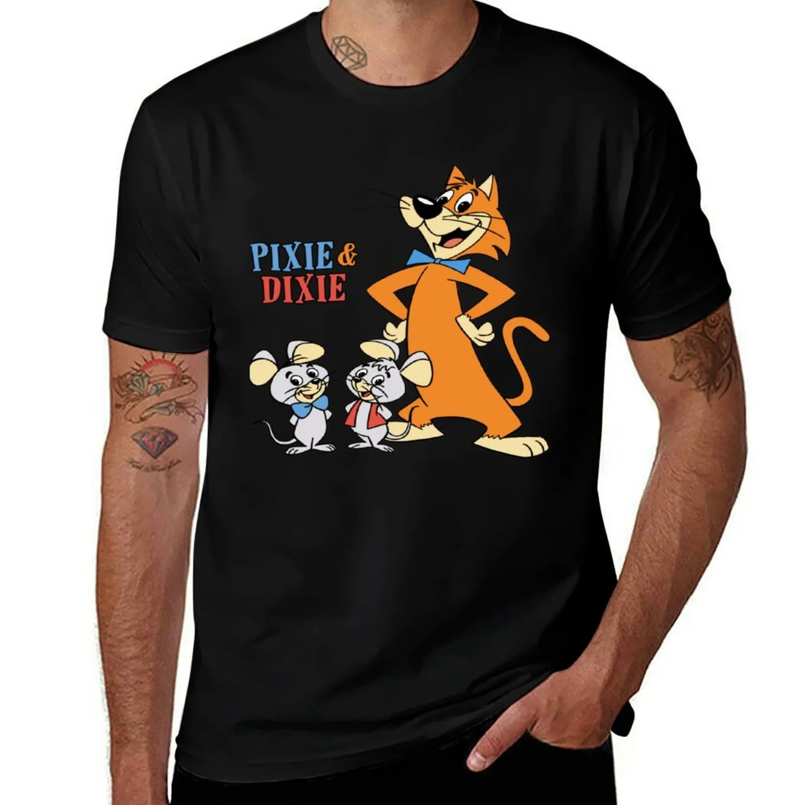 Camiseta de Pixie y Dixie con Mr. Jinks, camisetas de anime con estampado animal para niños, camisetas de diseñador de lujo para hombres de algodón