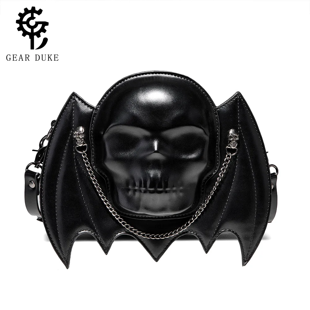 New Women\'s European and American Punk Creative Bat Design Skull Head Women\'s One Shoulder Oblique Straddle Bag